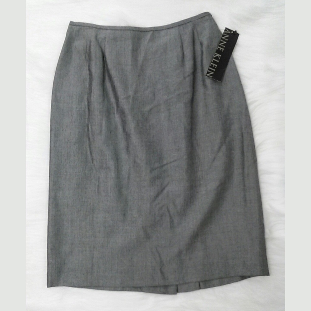Anne Klein Sz 6 Petite Pencil Career Skirt Black White